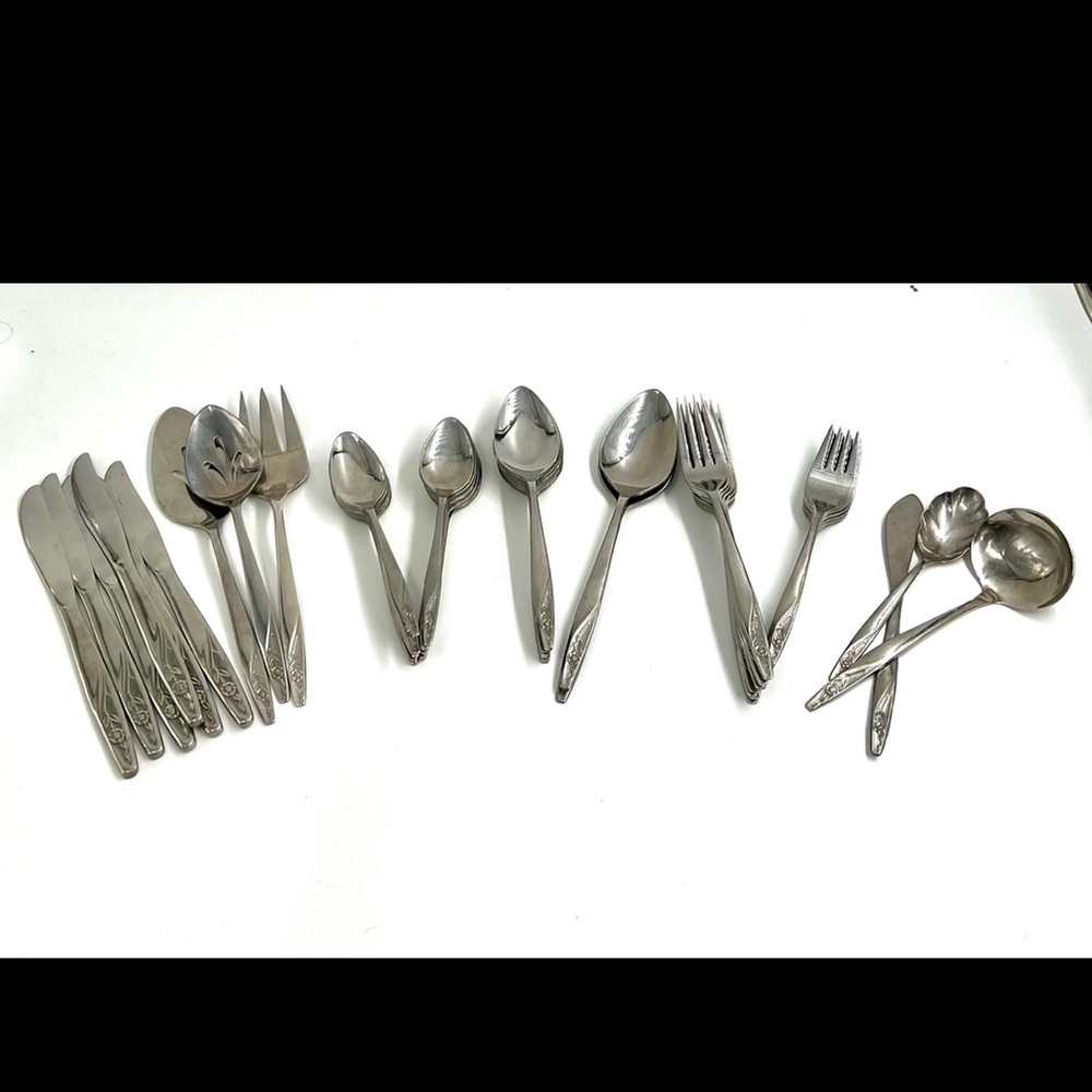 Vintage flatware  54 pieces American Stainless U.S.A. ***Less than $1 each***.